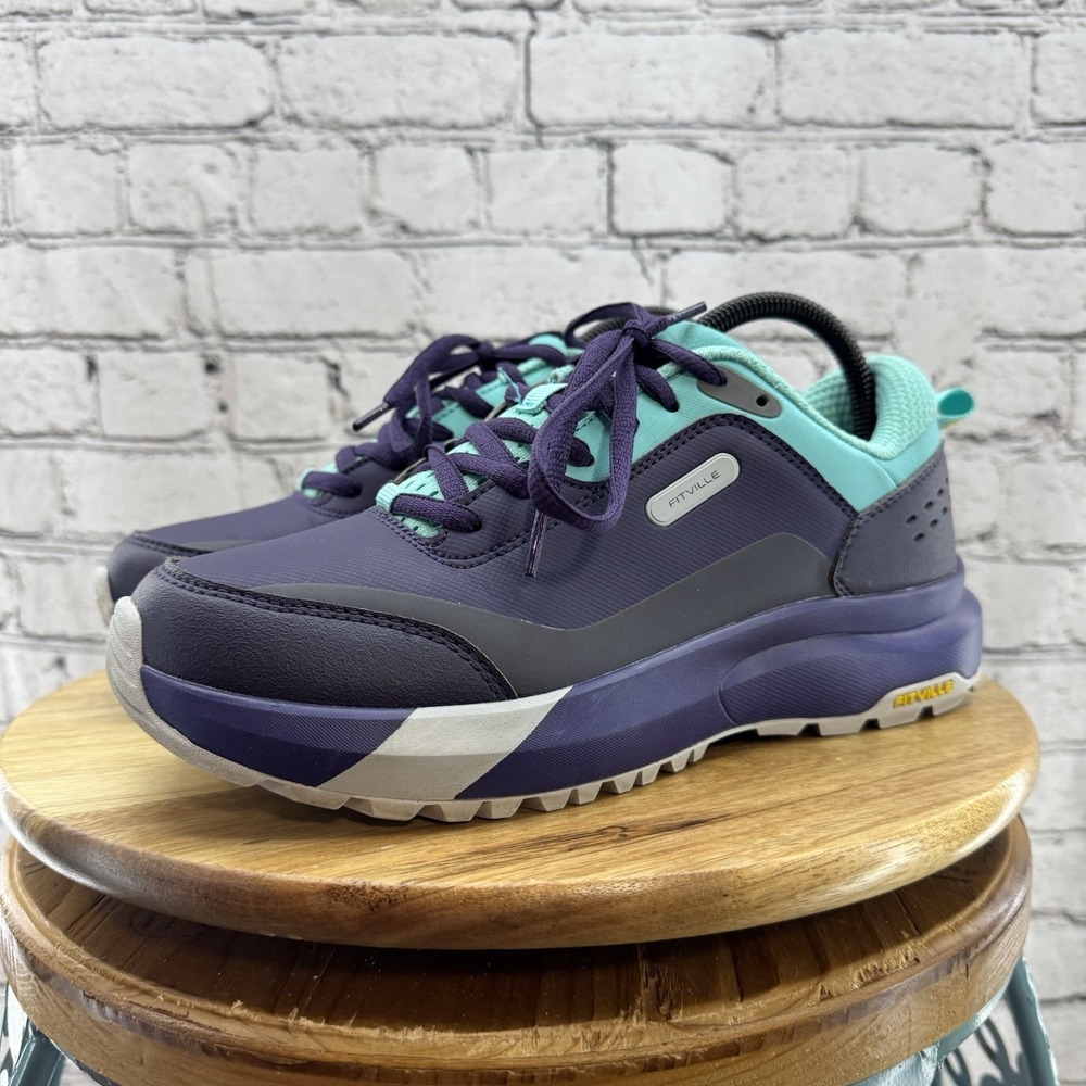 Fitville Rugged Core Low Hiking Trail Shoes Wide Purple Teal‎ Women's 8.5W